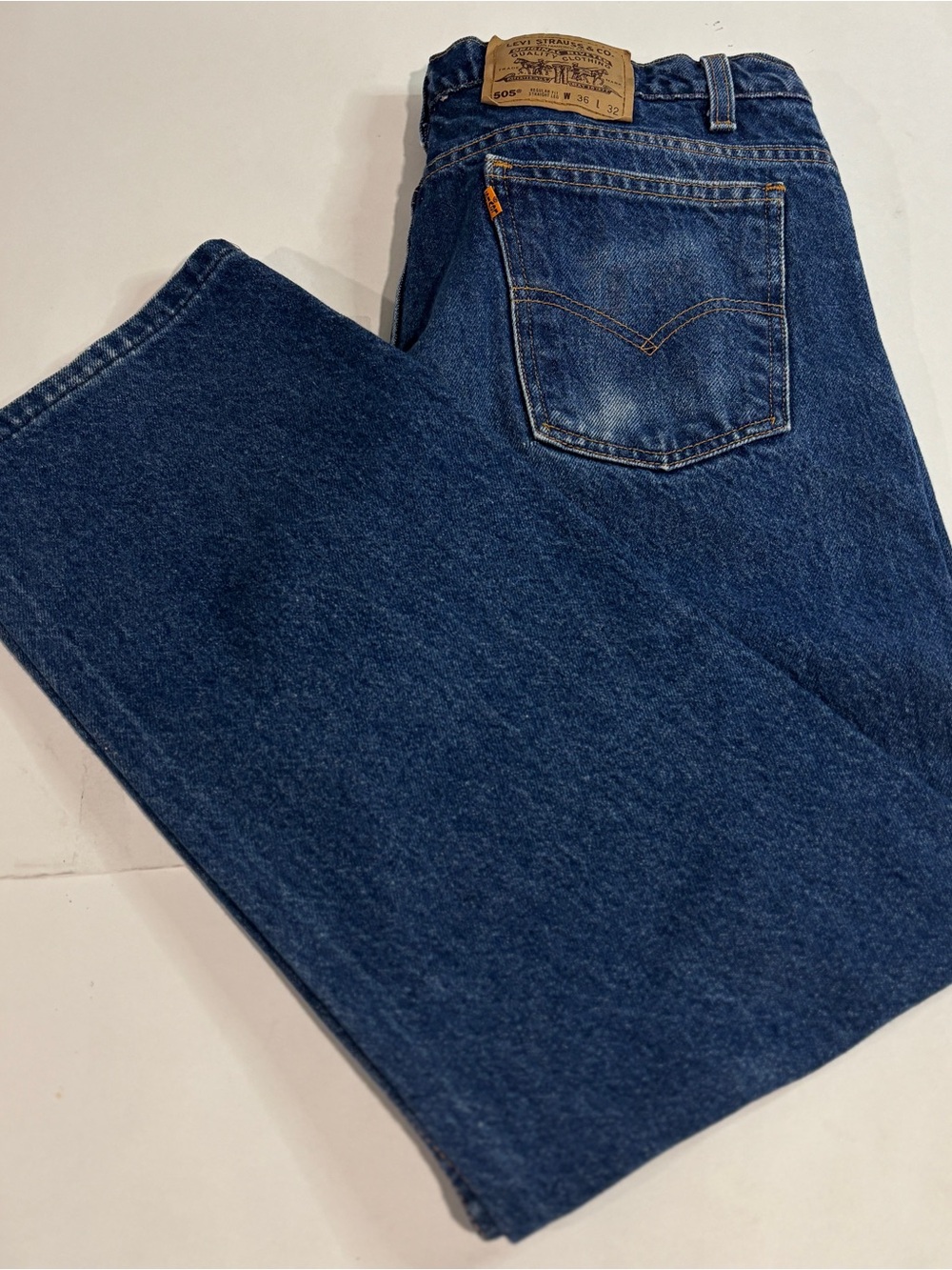 VTG 90s Levi's 505 Jeans Men 36x32 (34x29)  Blue Straight Leg Mexico Orange Tab